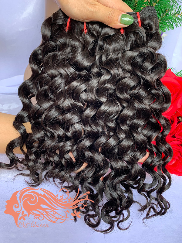 Csqueen 9A French Curly 4 Bundles 100% Human Hair Unprocessed Hair
